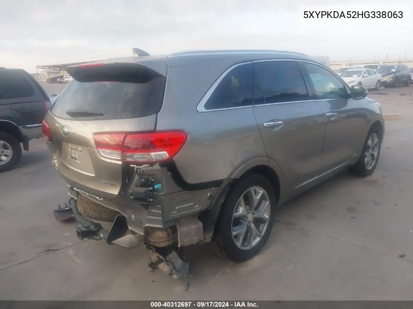 2017 Kia Sorento 3.3L Sx VIN: 5XYPKDA52HG338063 Lot: 40312697