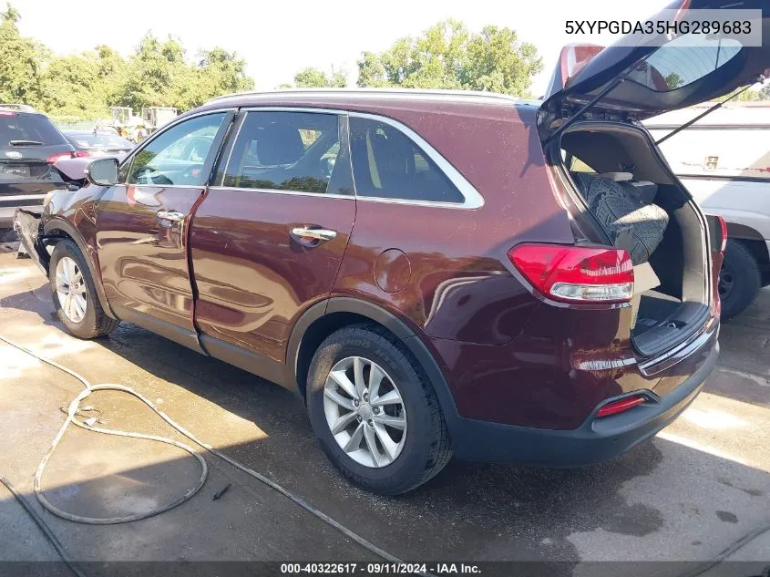 2017 Kia Sorento Lx/L VIN: 5XYPGDA35HG289683 Lot: 40322617