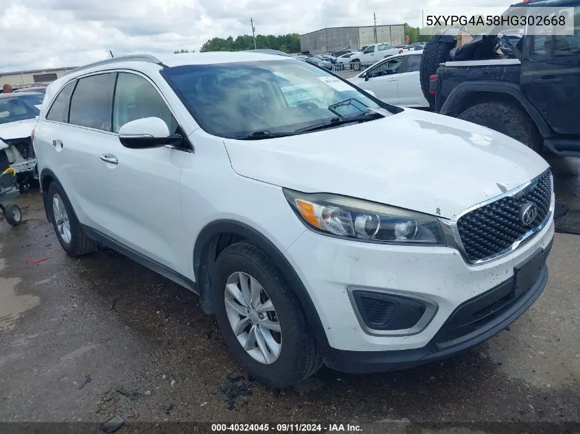 5XYPG4A58HG302668 2017 Kia Sorento 3.3L Lx