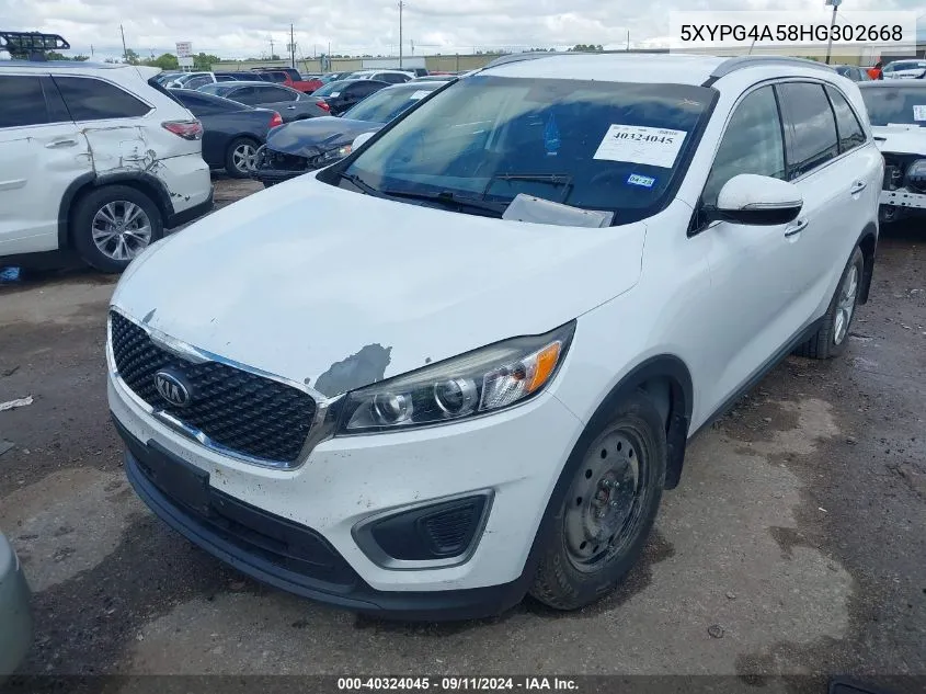 5XYPG4A58HG302668 2017 Kia Sorento 3.3L Lx