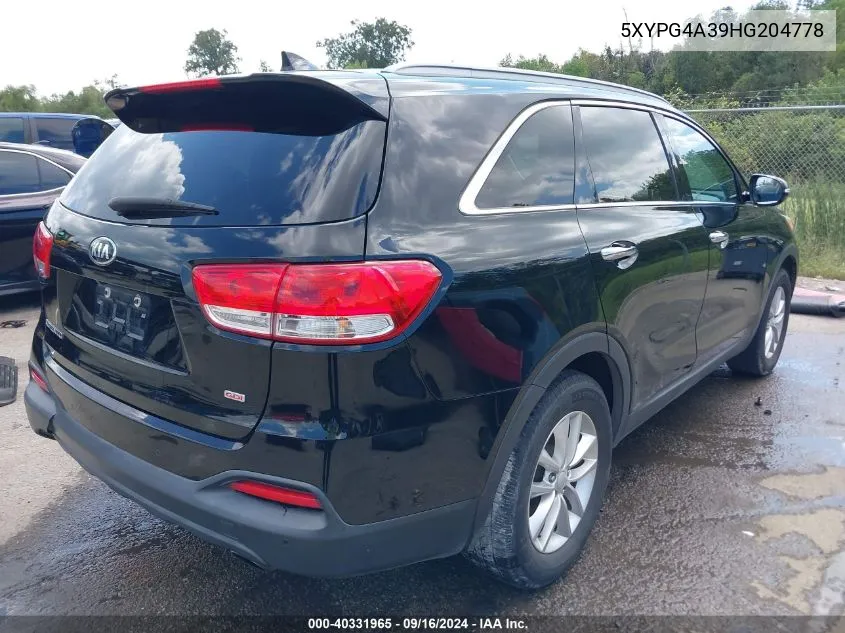 5XYPG4A39HG204778 2017 Kia Sorento 2.4L Lx