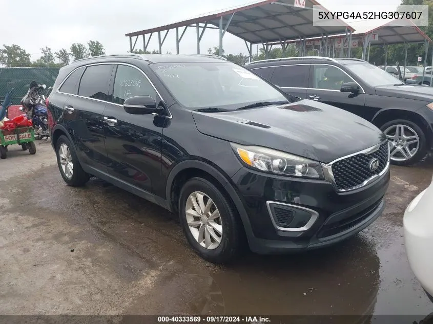 2017 Kia Sorento 3.3L Lx VIN: 5XYPG4A52HG307607 Lot: 40333569