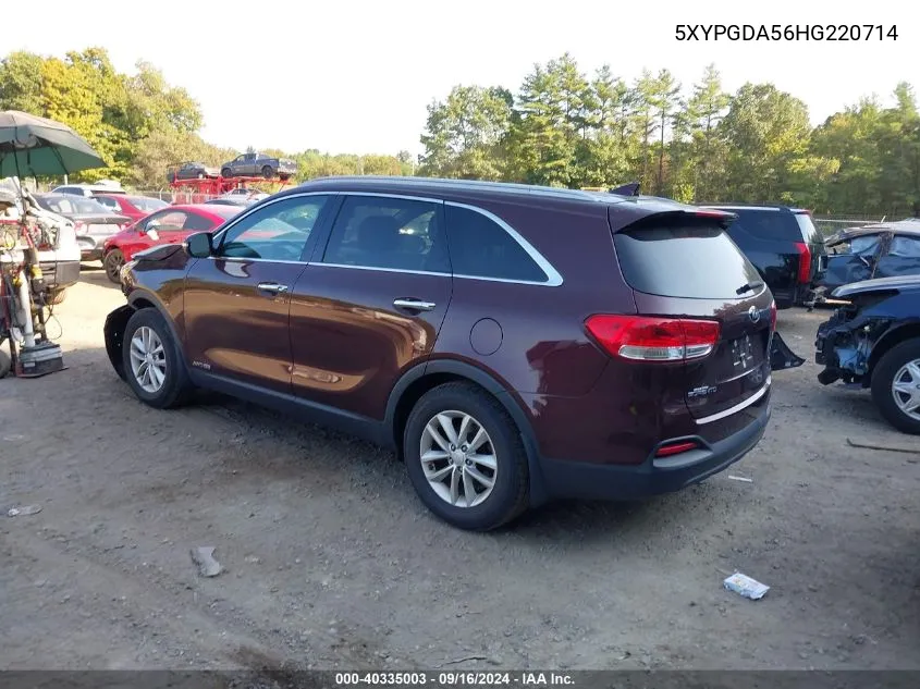 2017 Kia Sorento 3.3L Lx VIN: 5XYPGDA56HG220714 Lot: 40335003