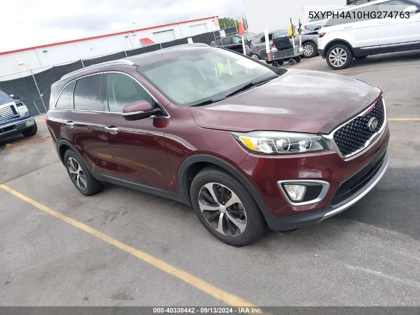 2017 Kia Sorento 2.0T Ex VIN: 5XYPH4A10HG274763 Lot: 40338442