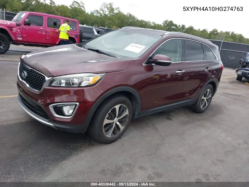 2017 Kia Sorento 2.0T Ex VIN: 5XYPH4A10HG274763 Lot: 40338442