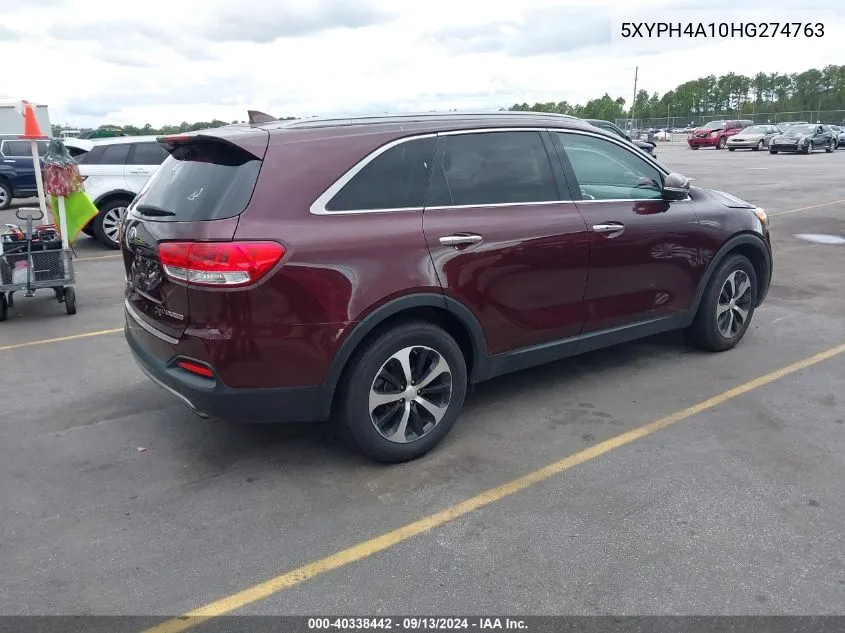 2017 Kia Sorento 2.0T Ex VIN: 5XYPH4A10HG274763 Lot: 40338442