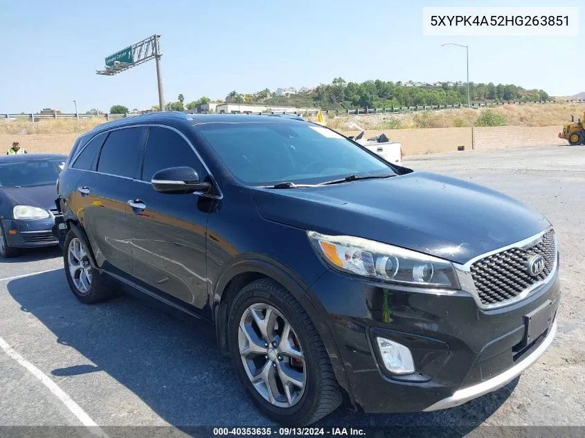 5XYPK4A52HG263851 2017 Kia Sorento 3.3L Sx