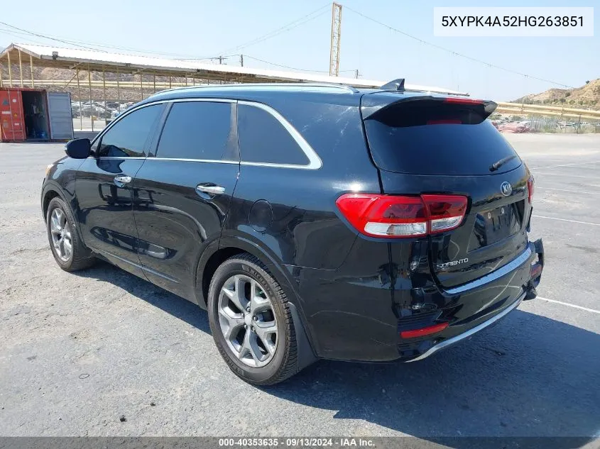 5XYPK4A52HG263851 2017 Kia Sorento 3.3L Sx