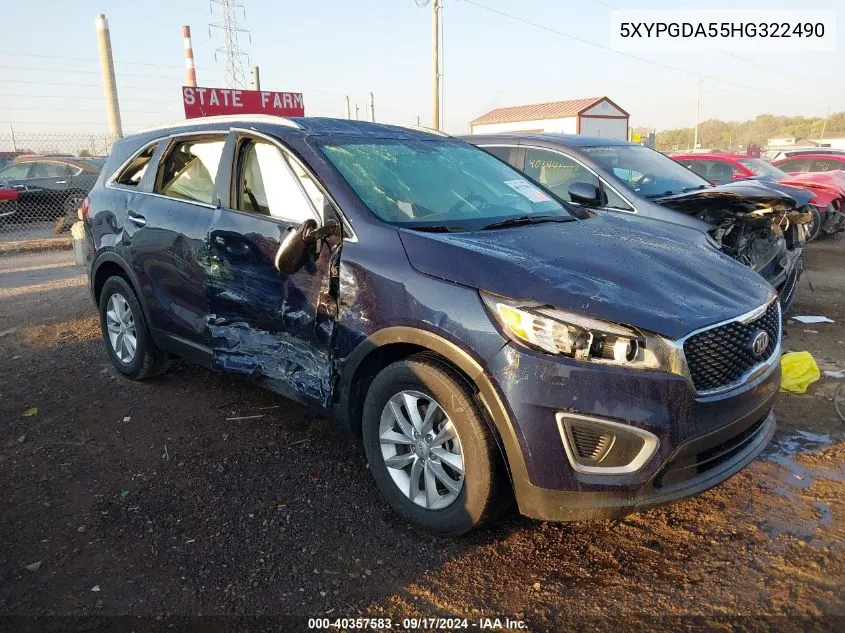 5XYPGDA55HG322490 2017 Kia Sorento 3.3L Lx