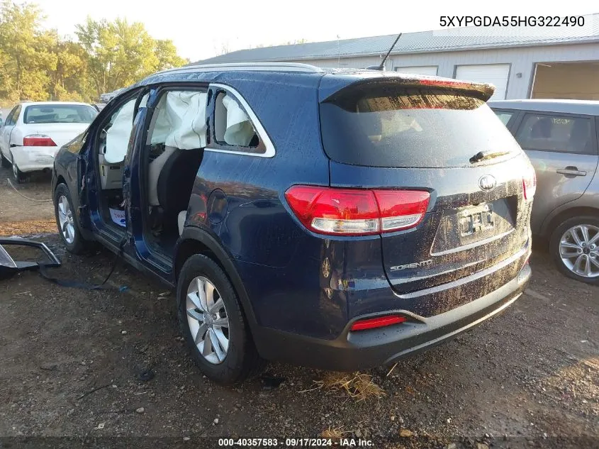 5XYPGDA55HG322490 2017 Kia Sorento 3.3L Lx