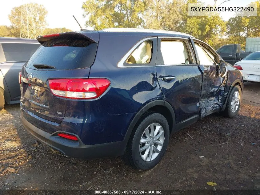 5XYPGDA55HG322490 2017 Kia Sorento 3.3L Lx