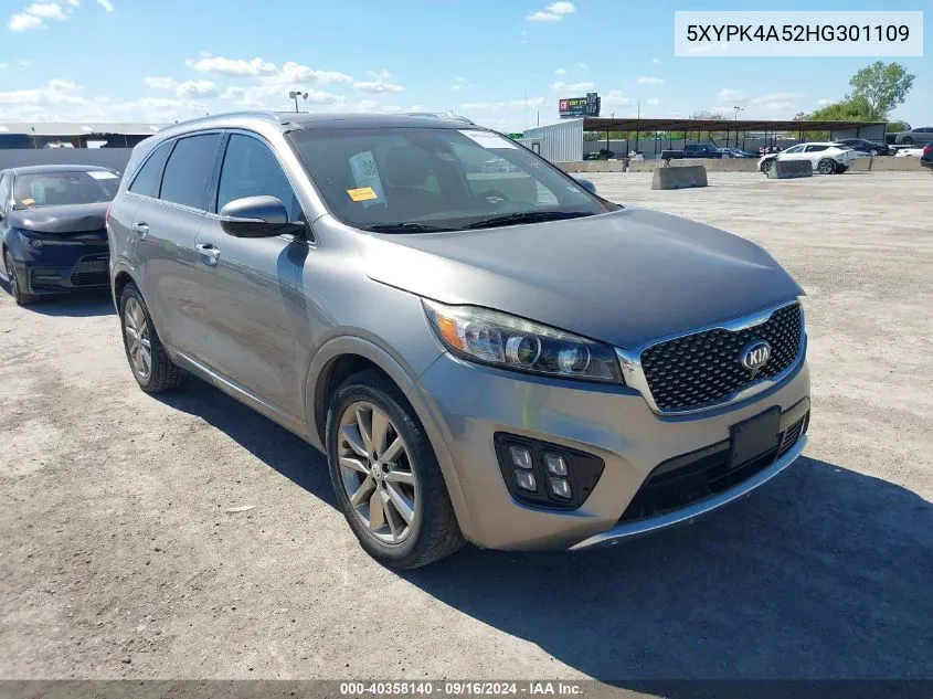 2017 Kia Sorento 3.3L Sxl VIN: 5XYPK4A52HG301109 Lot: 40358140