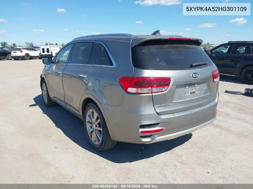 5XYPK4A52HG301109 2017 Kia Sorento 3.3L Sxl