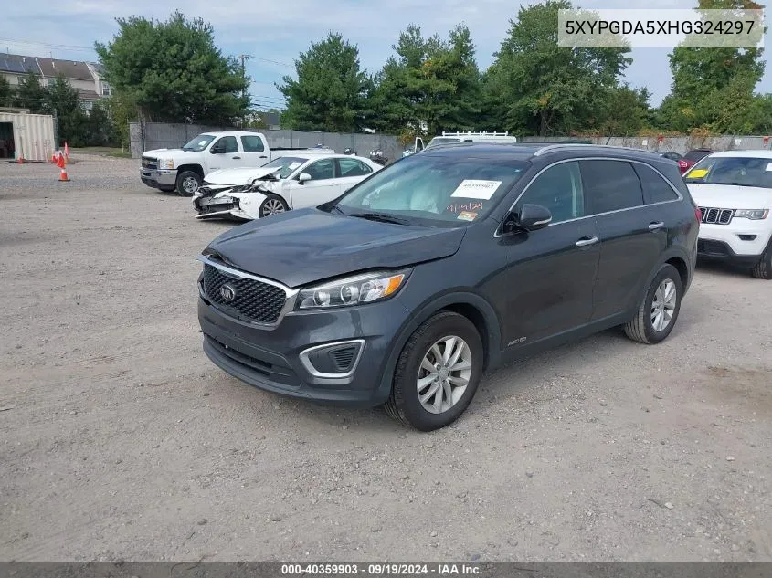 2017 Kia Sorento 3.3L Lx VIN: 5XYPGDA5XHG324297 Lot: 40359903