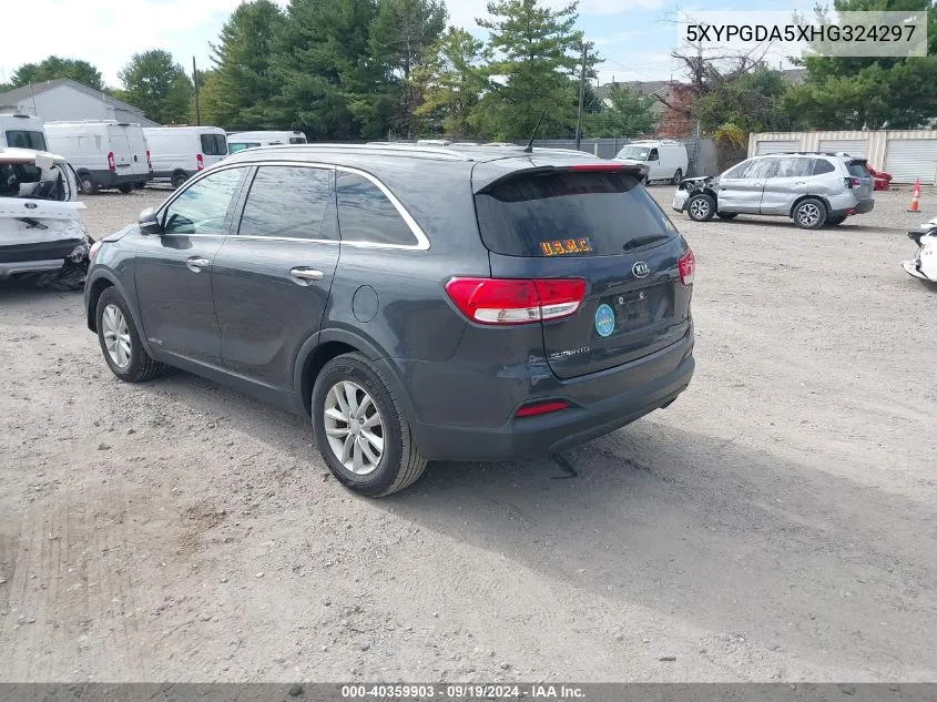 2017 Kia Sorento 3.3L Lx VIN: 5XYPGDA5XHG324297 Lot: 40359903