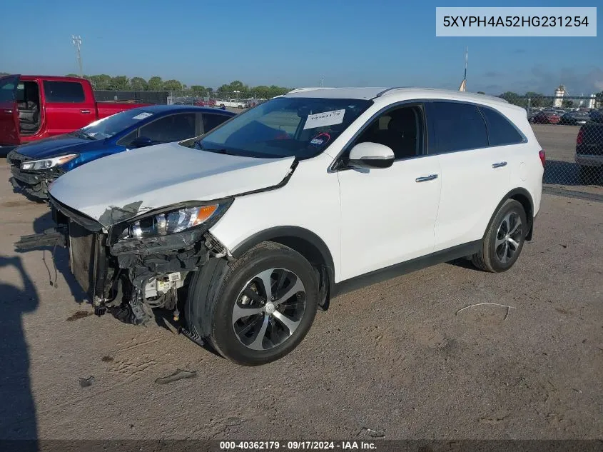 2017 Kia Sorento Ex VIN: 5XYPH4A52HG231254 Lot: 40362179