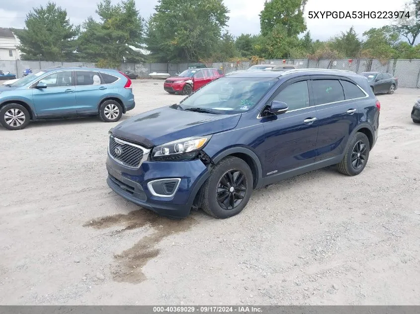 2017 Kia Sorento 3.3L Lx VIN: 5XYPGDA53HG223974 Lot: 40369029