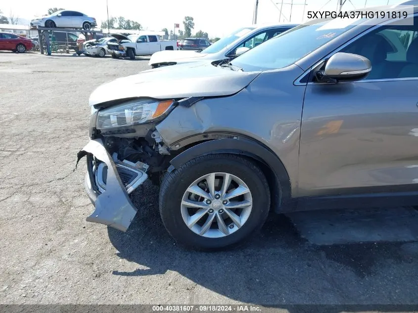 2017 Kia Sorento Lx/L VIN: 5XYPG4A37HG191819 Lot: 40381607