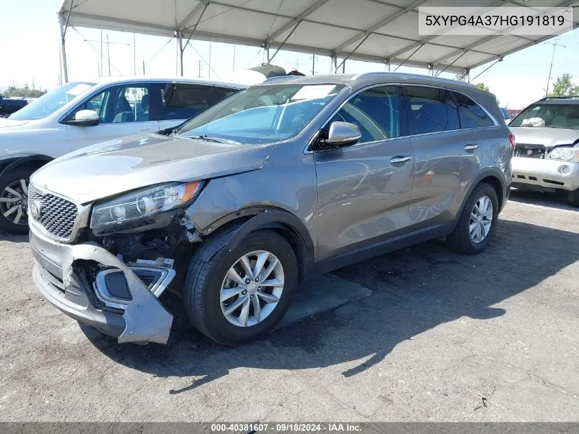 2017 Kia Sorento Lx/L VIN: 5XYPG4A37HG191819 Lot: 40381607