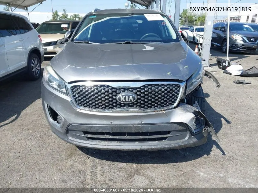 2017 Kia Sorento Lx/L VIN: 5XYPG4A37HG191819 Lot: 40381607