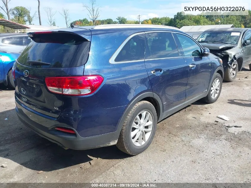 2017 Kia Sorento 3.3L Lx VIN: 5XYPGDA56HG322076 Lot: 40387314