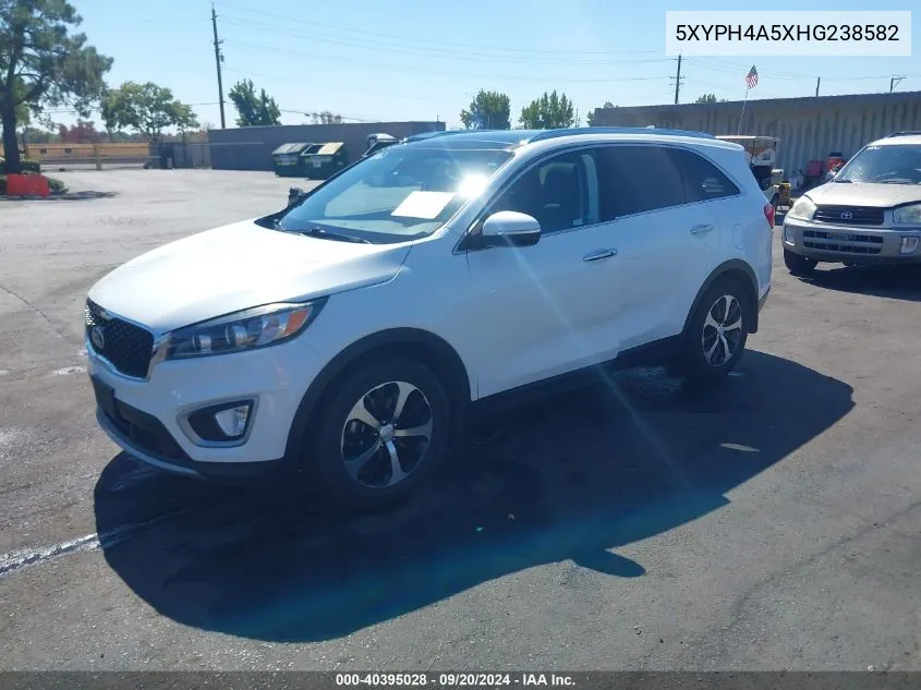 2017 Kia Sorento 3.3L Ex VIN: 5XYPH4A5XHG238582 Lot: 40395028