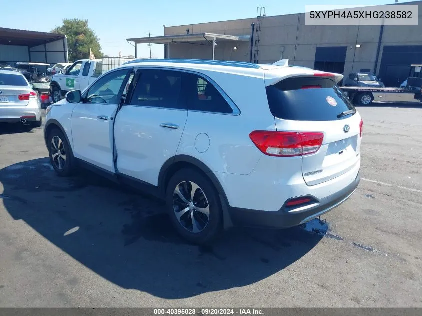 5XYPH4A5XHG238582 2017 Kia Sorento 3.3L Ex