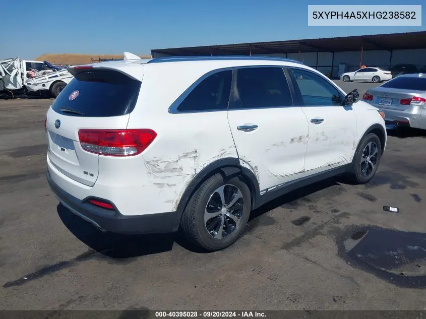 5XYPH4A5XHG238582 2017 Kia Sorento 3.3L Ex