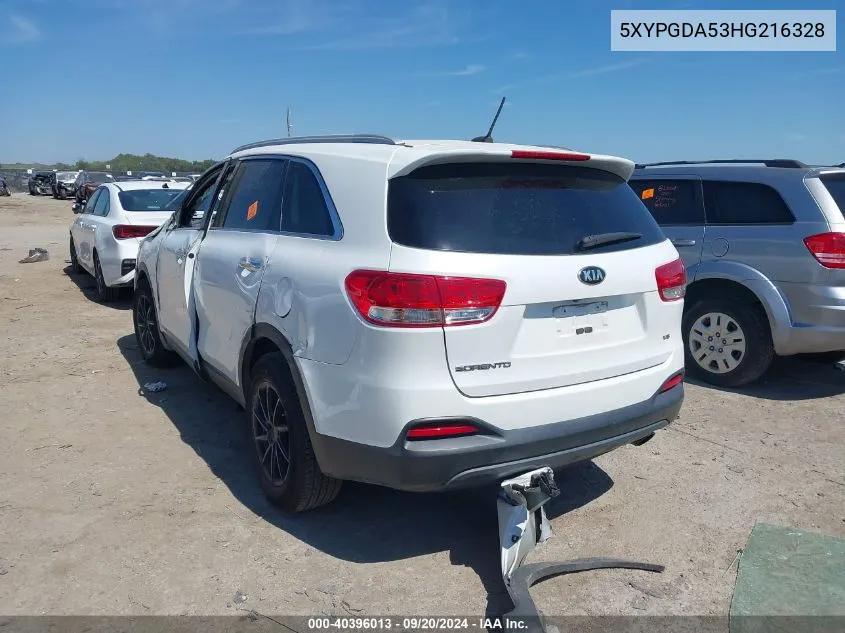 5XYPGDA53HG216328 2017 Kia Sorento 3.3L Lx