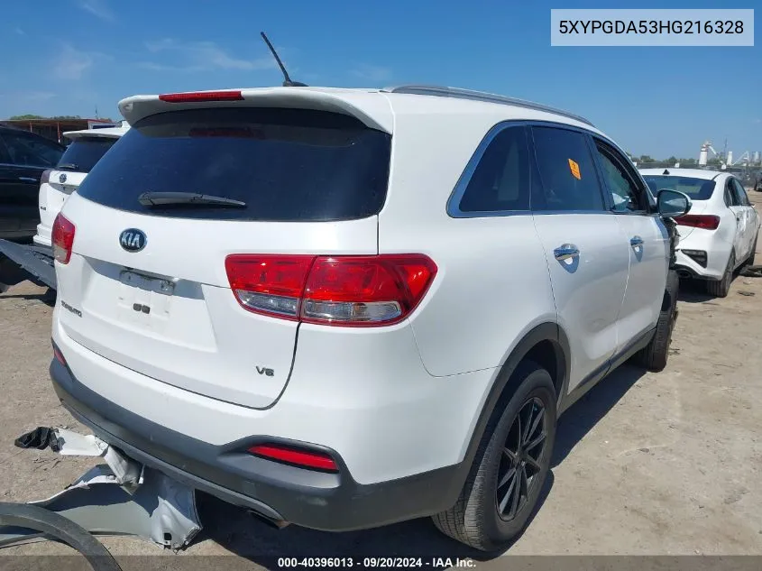 5XYPGDA53HG216328 2017 Kia Sorento 3.3L Lx