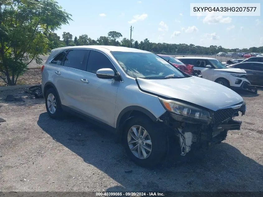 2017 Kia Sorento 2.4L L VIN: 5XYPG4A33HG207577 Lot: 40399085