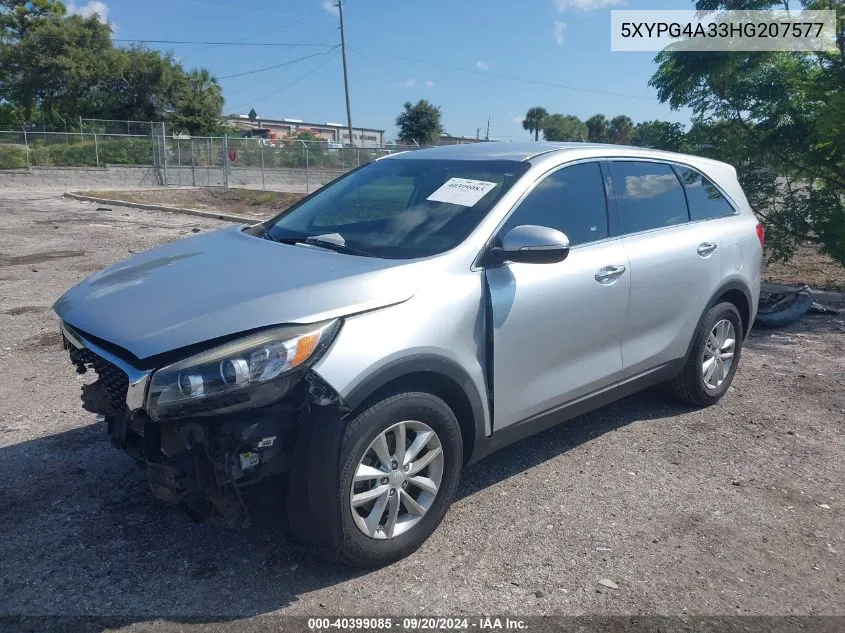 2017 Kia Sorento 2.4L L VIN: 5XYPG4A33HG207577 Lot: 40399085