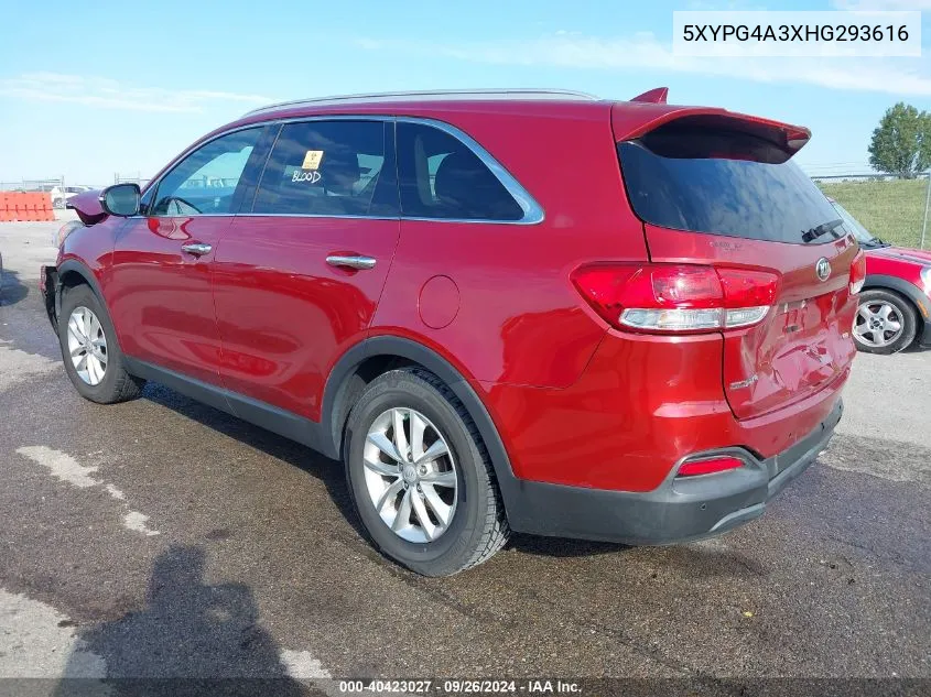 5XYPG4A3XHG293616 2017 Kia Sorento 2.4L Lx