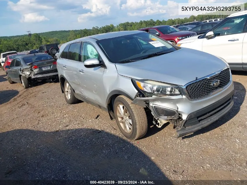 2017 Kia Sorento 2.4L L VIN: 5XYPG4A32HG293755 Lot: 40423039