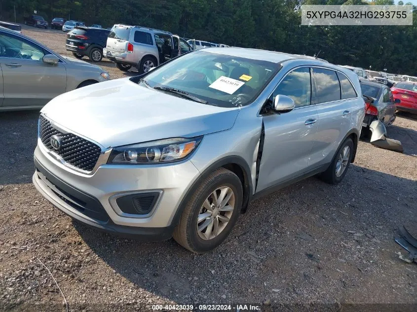 2017 Kia Sorento 2.4L L VIN: 5XYPG4A32HG293755 Lot: 40423039