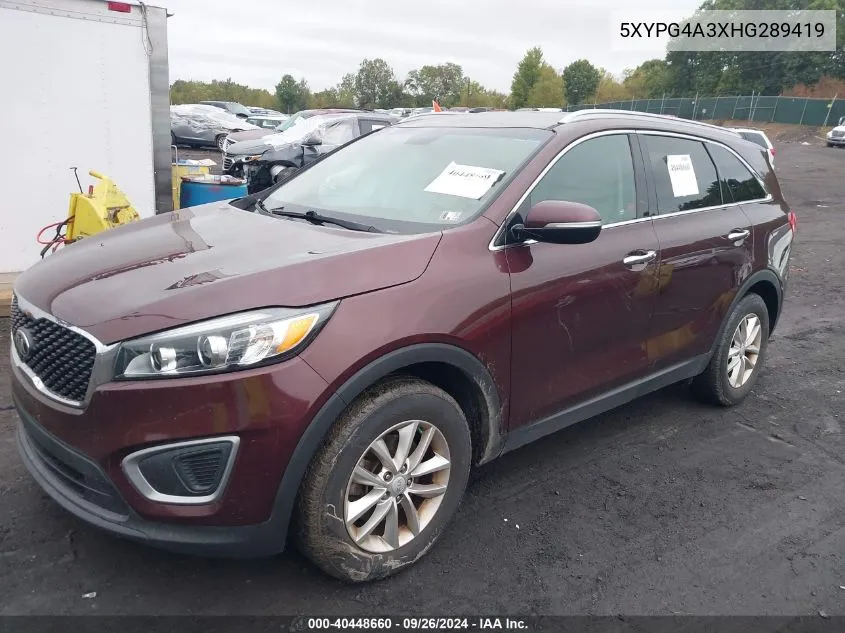 5XYPG4A3XHG289419 2017 Kia Sorento 2.4L Lx