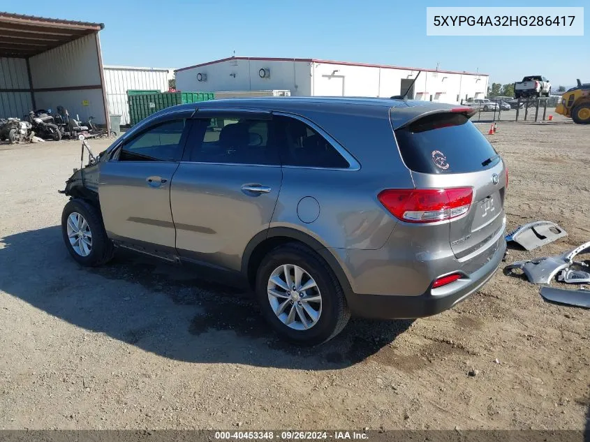 2017 Kia Sorento 2.4L L VIN: 5XYPG4A32HG286417 Lot: 40453348