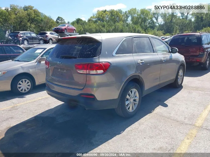 2017 Kia Sorento 2.4L L VIN: 5XYPG4A33HG288886 Lot: 40458090