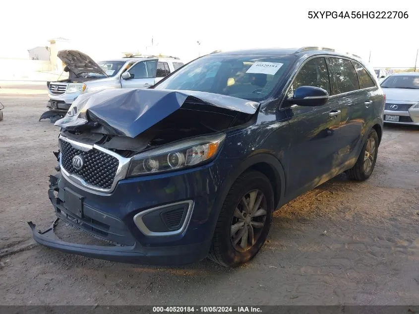 2017 Kia Sorento 3.3L Lx VIN: 5XYPG4A56HG222706 Lot: 40520184