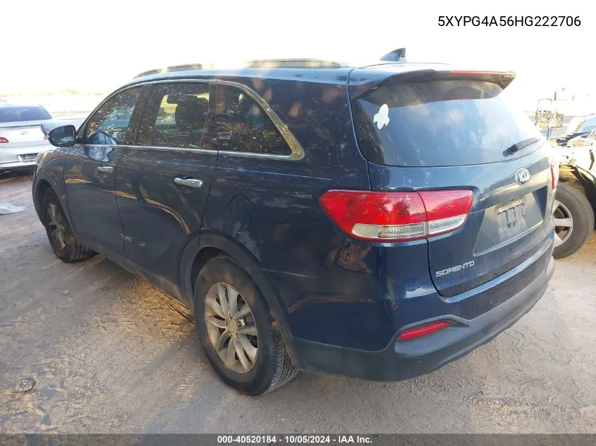 5XYPG4A56HG222706 2017 Kia Sorento 3.3L Lx