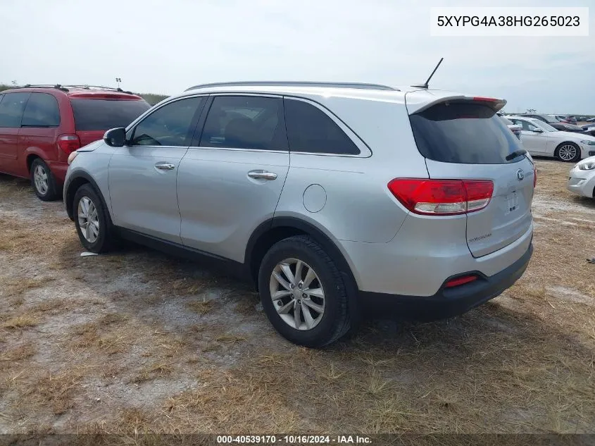 5XYPG4A38HG265023 2017 Kia Sorento 2.4L Lx