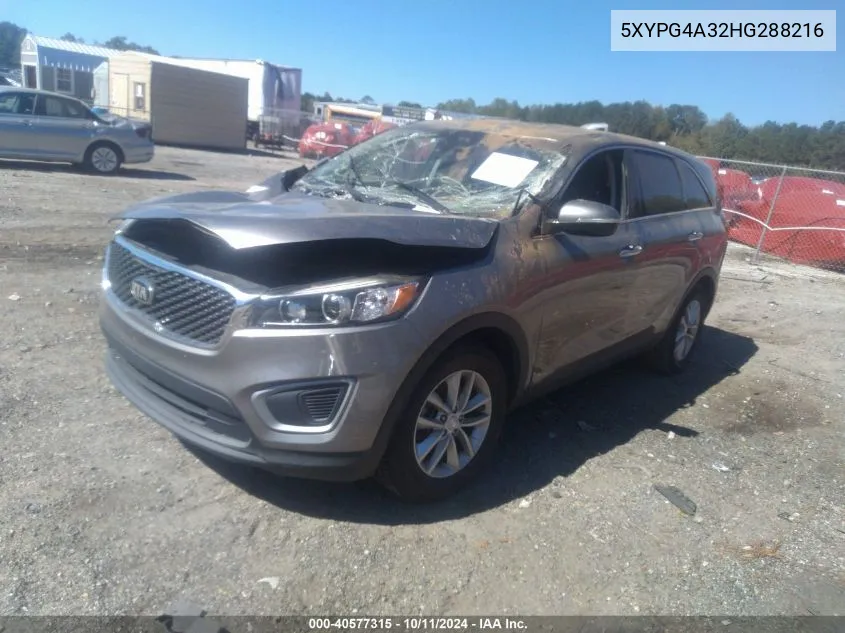 2017 Kia Sorento 2.4L L VIN: 5XYPG4A32HG288216 Lot: 40577315