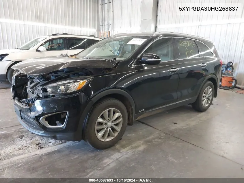 2017 Kia Sorento 2.4L Lx VIN: 5XYPGDA30HG268837 Lot: 40597693