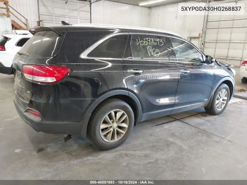 2017 Kia Sorento 2.4L Lx VIN: 5XYPGDA30HG268837 Lot: 40597693