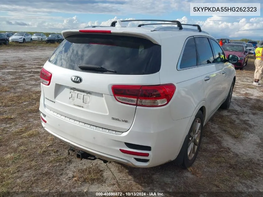 2017 Kia Sorento 3.3L Sxl VIN: 5XYPKDA55HG262323 Lot: 40598872