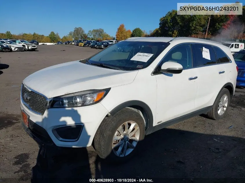 5XYPGDA36HG243201 2017 Kia Sorento 2.4L Lx