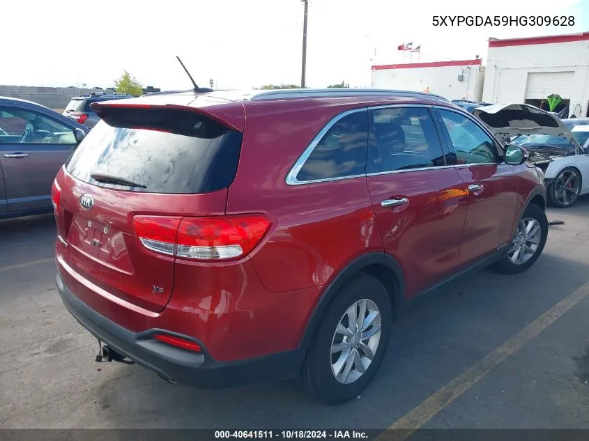 2017 Kia Sorento 3.3L Lx VIN: 5XYPGDA59HG309628 Lot: 40641511