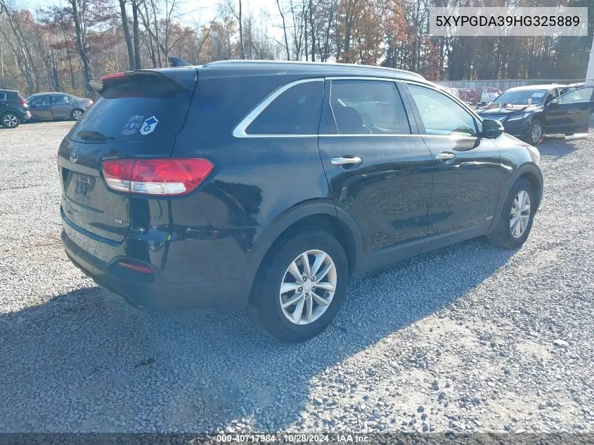 2017 Kia Sorento 2.4L Lx VIN: 5XYPGDA39HG325889 Lot: 40717984