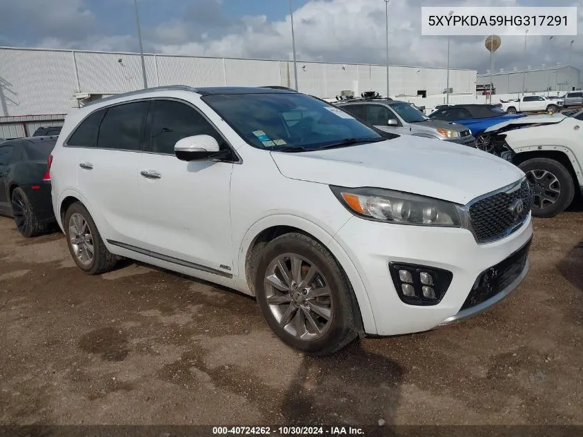 5XYPKDA59HG317291 2017 Kia Sorento 3.3L Sxl