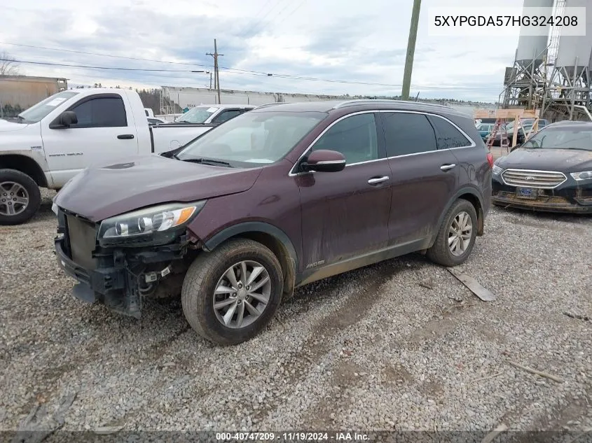 2017 Kia Sorento Lx V6 VIN: 5XYPGDA57HG324208 Lot: 40747209